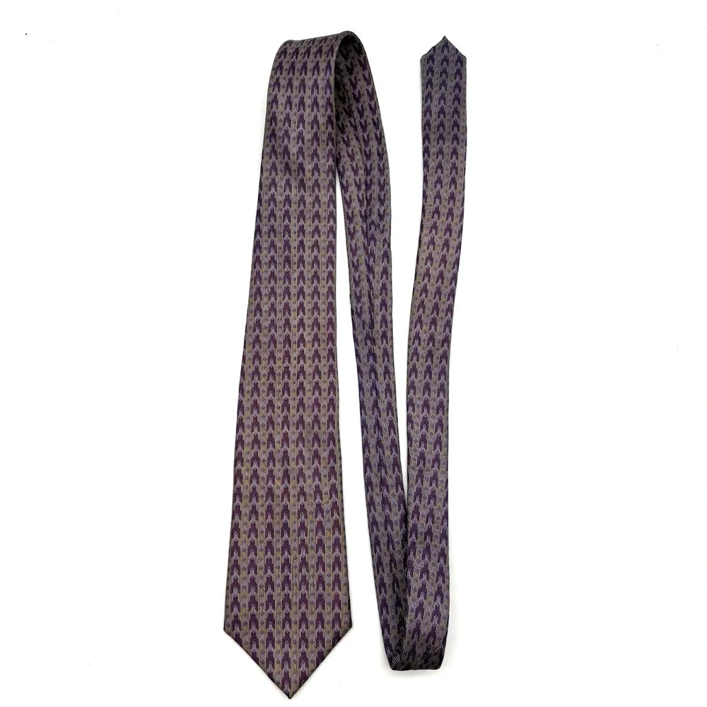Vintage 80s Henry Grethel 100% Silk Slip-stitch Lavender Abstract Necktie 57